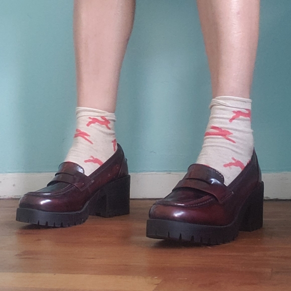 Giorgia & Johns brown chunky platform schoolgirl penny loafers shoes - Picture 2 of 11